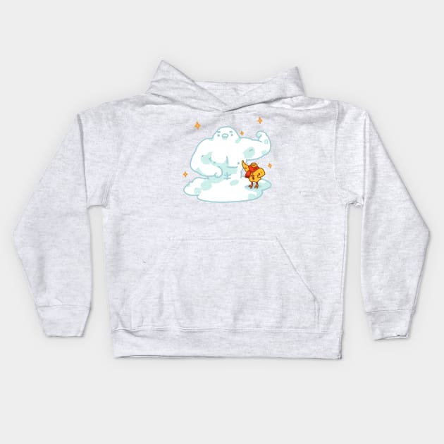Proud Chicken and His Snowman Kids Hoodie by vooolatility